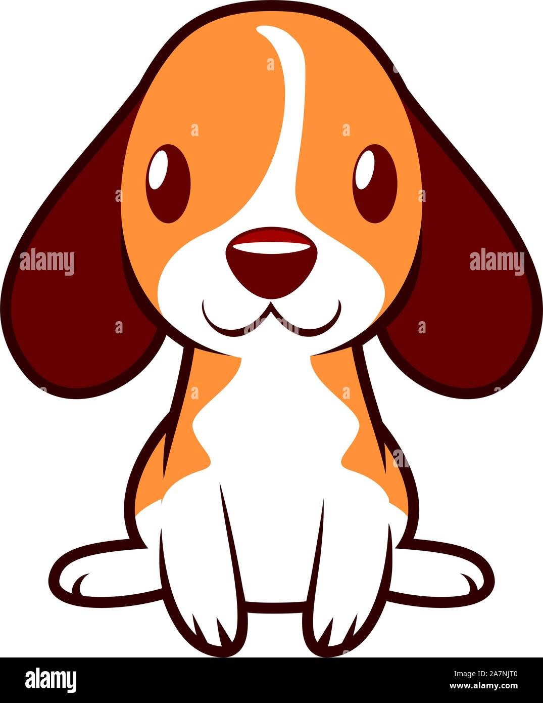 Cute little puppy dog happily standing and smiling vector illustration. Stock Vector