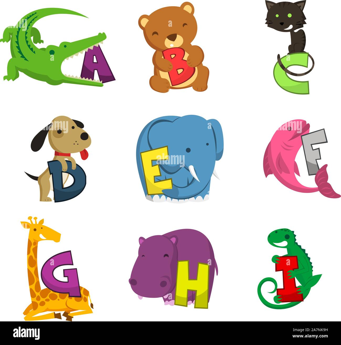 Animal Icons representing alphabet A, b, c, d ,e, f, g, h and I. Icons  representing alphabet alphabetical list of animals vector illustration  Stock Vector Image & Art - Alamy