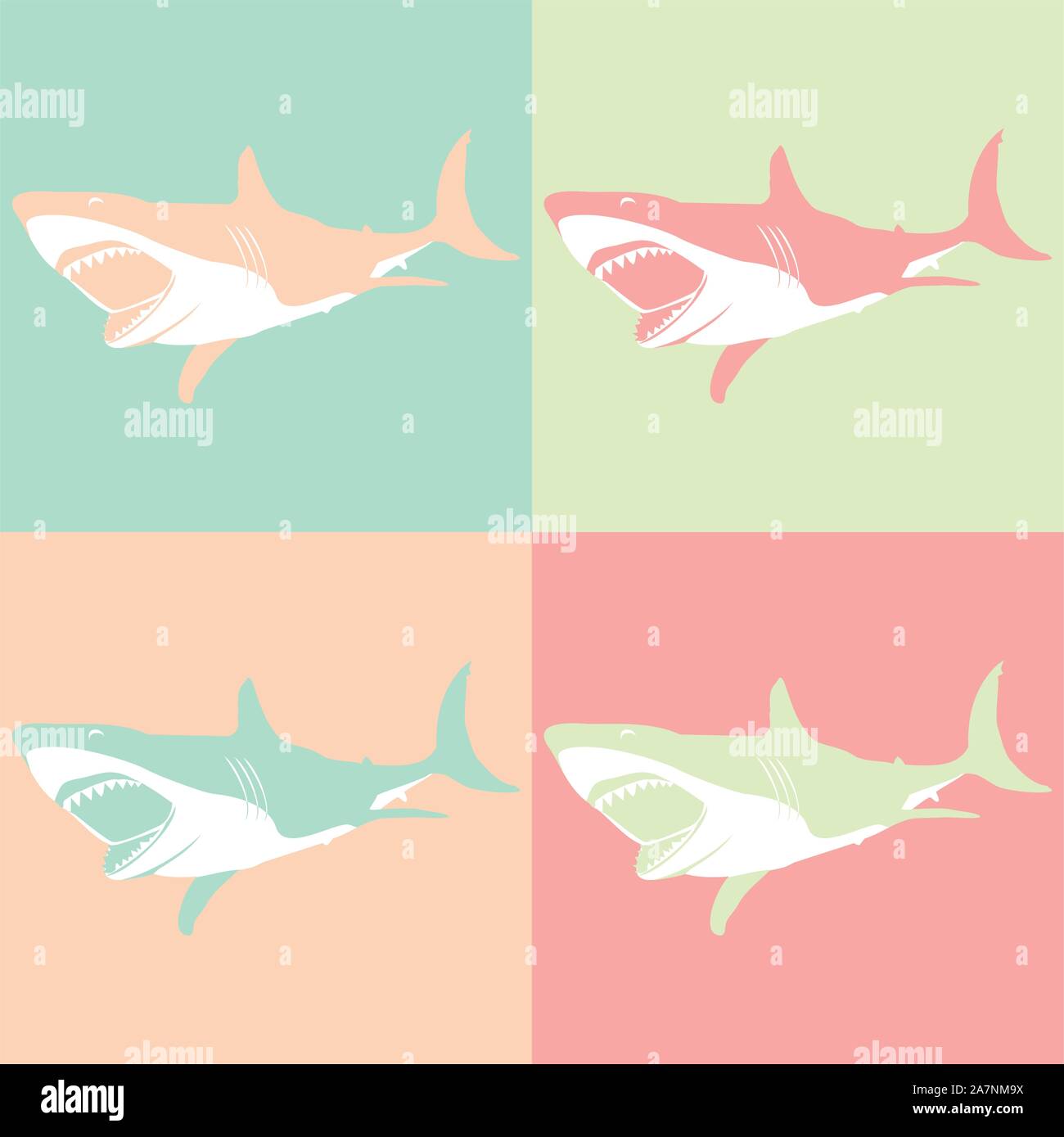 illustration of shark with pastel colors Stock Vector