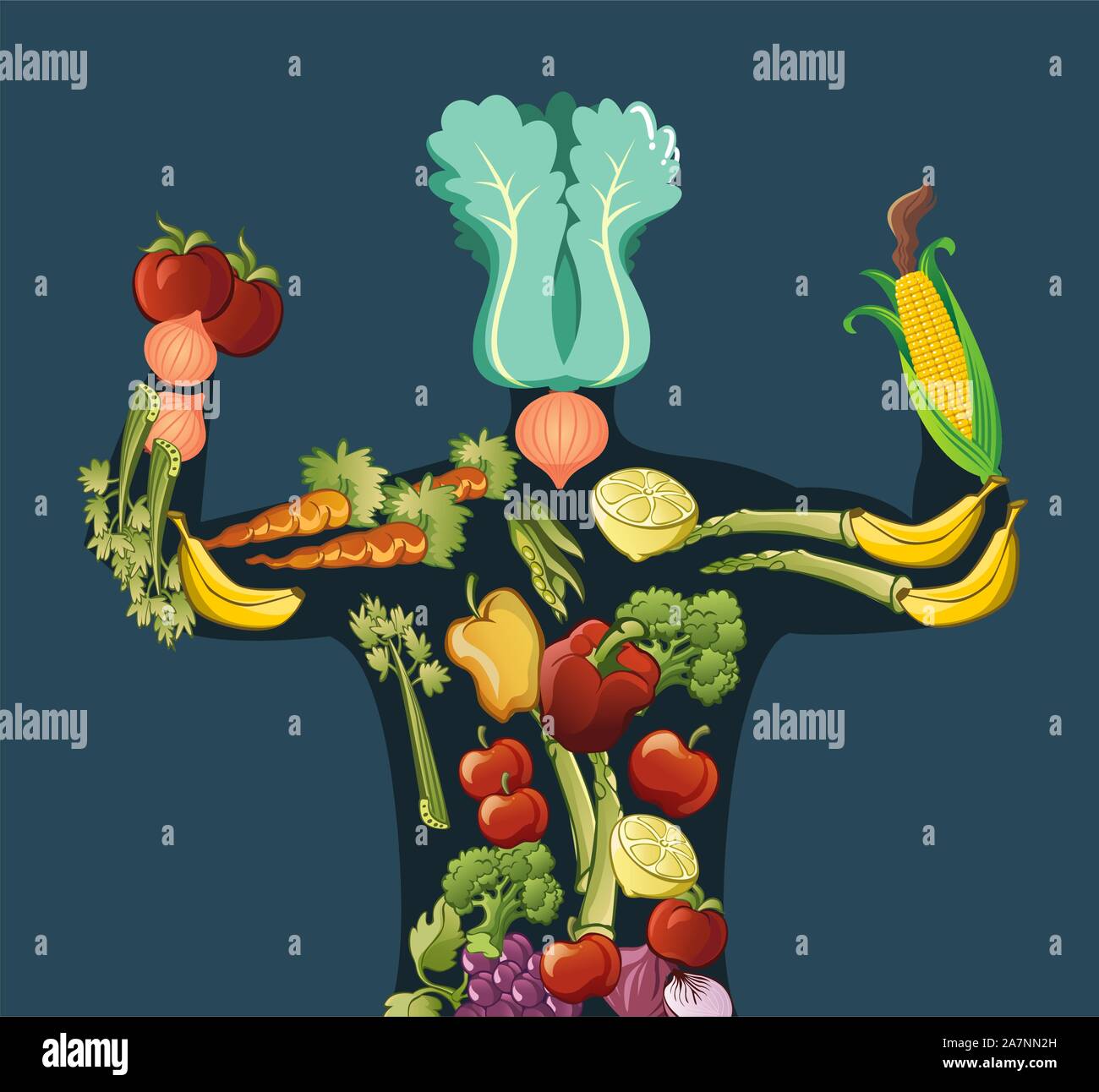 Vegetable and Fruit Vegetarian Body, with body made out of vegetables