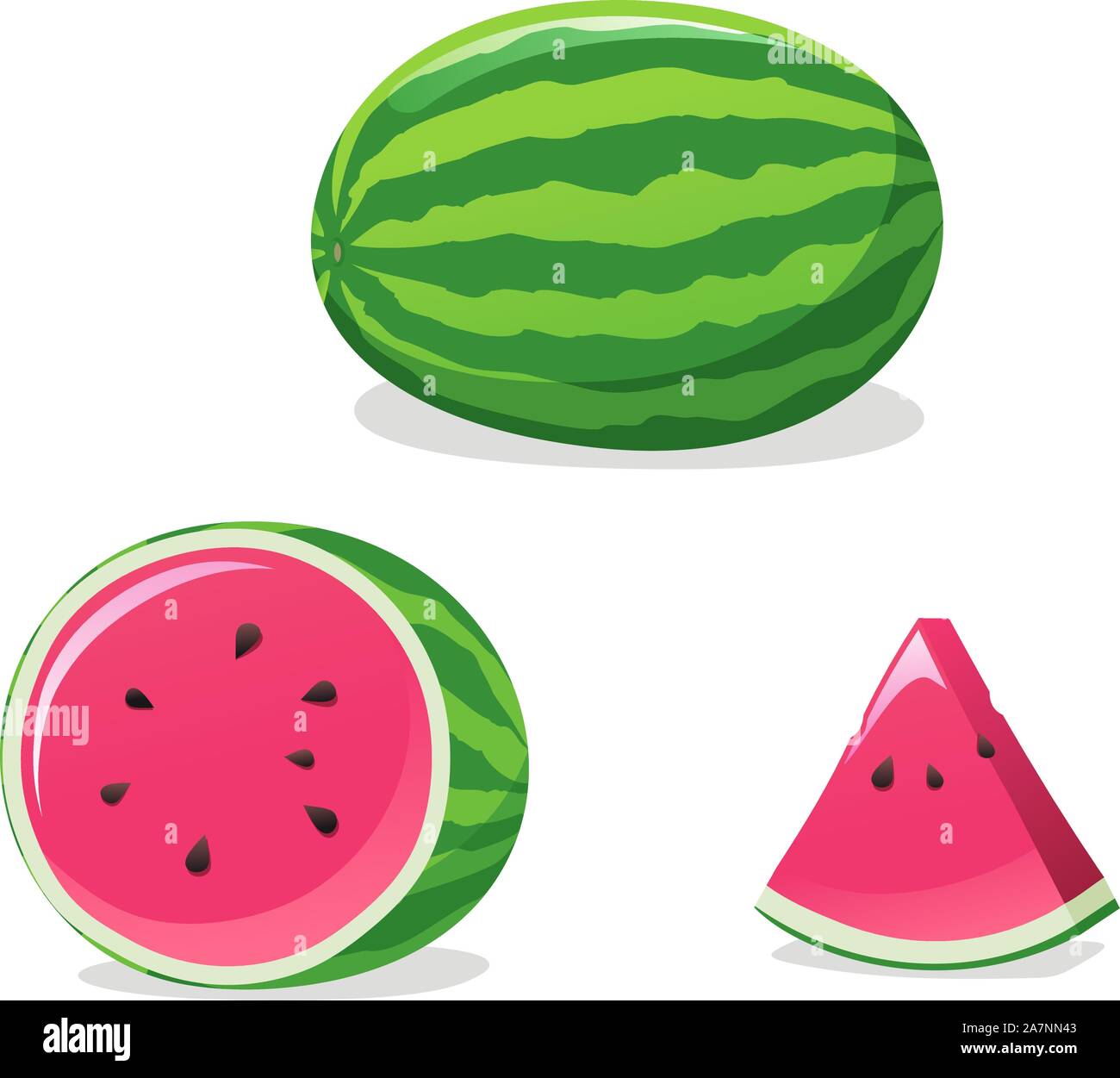 Watermelon vector cartoon illustration set Stock Vector