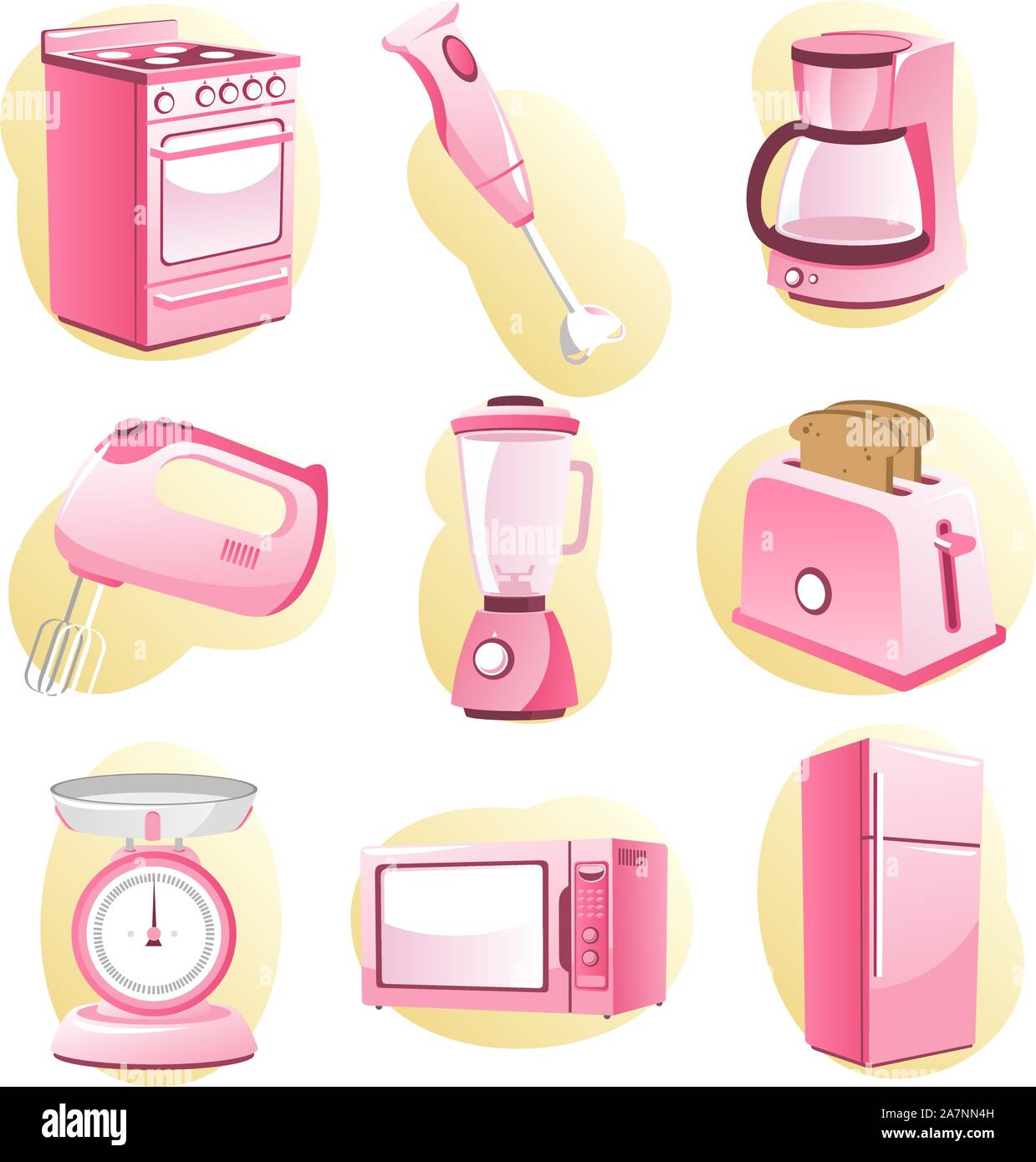 Retro Kitchen Appliance Clipart,retro Pink Clipart,household