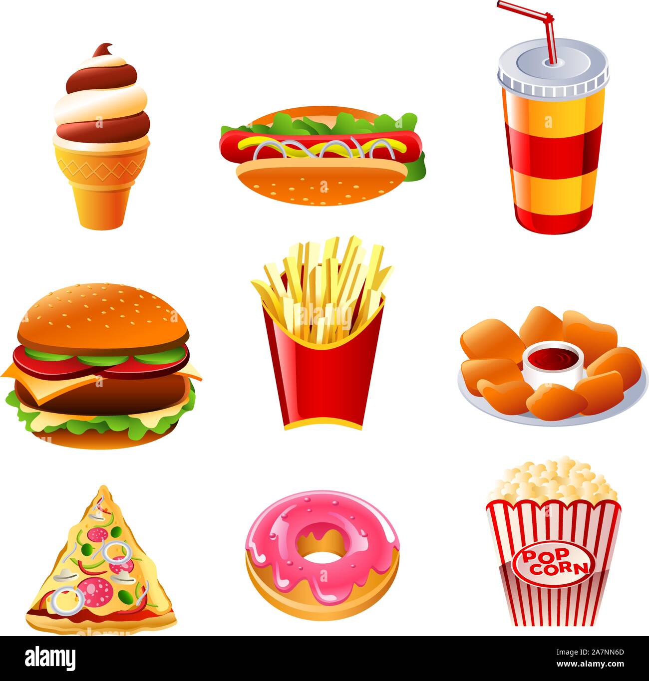 Fast food vector icon collection Stock Vector