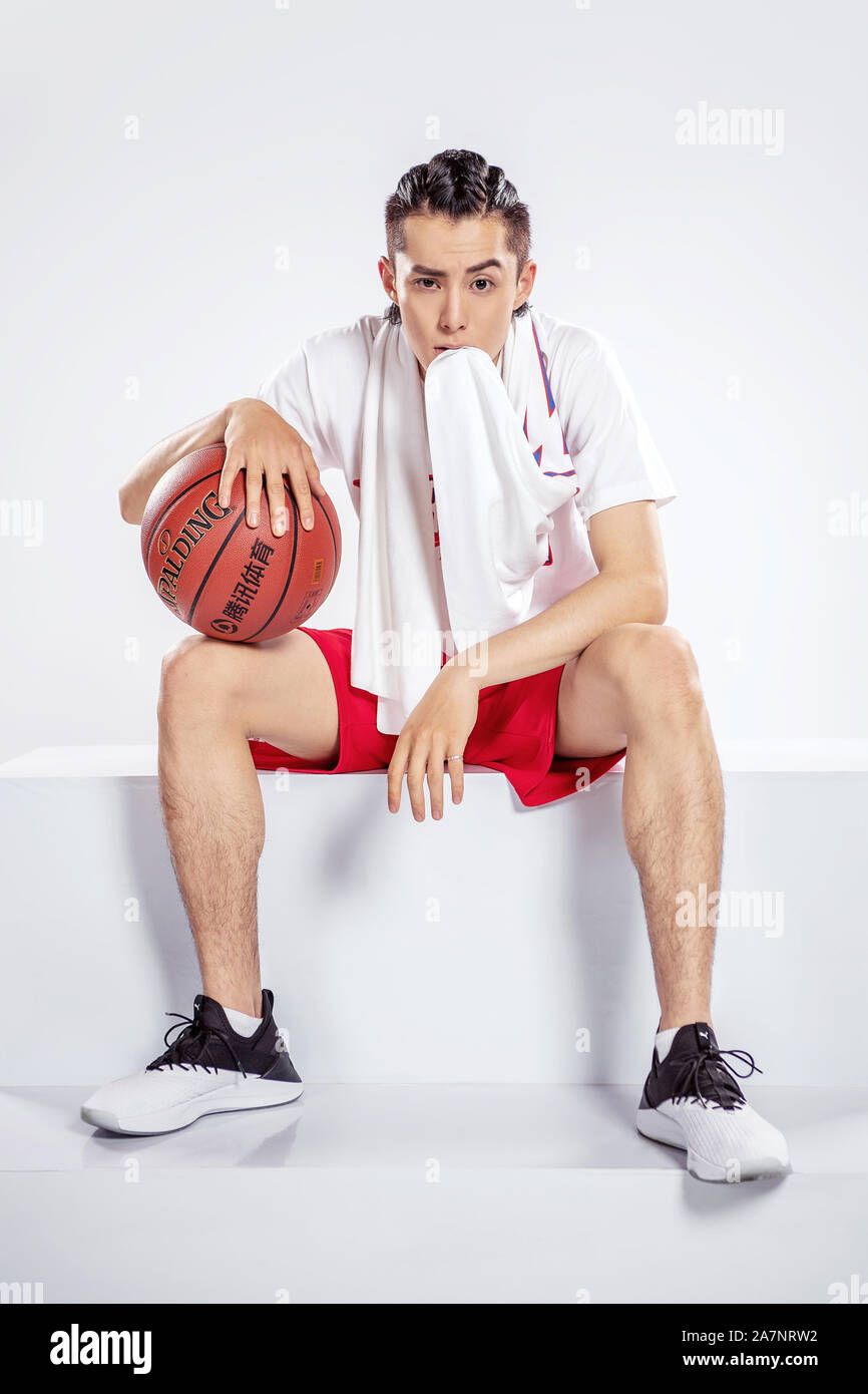 Chinese actor Dylan Wang Hedi of the new lineup of Chinese boy group F4  poses during the filming session of official portraits for first all-star  bask Stock Photo - Alamy