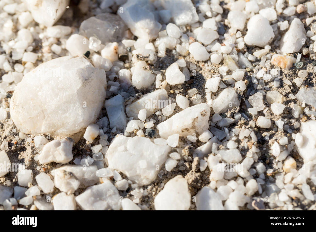 Quartz white rocks big and small background in Nevada desert Stock