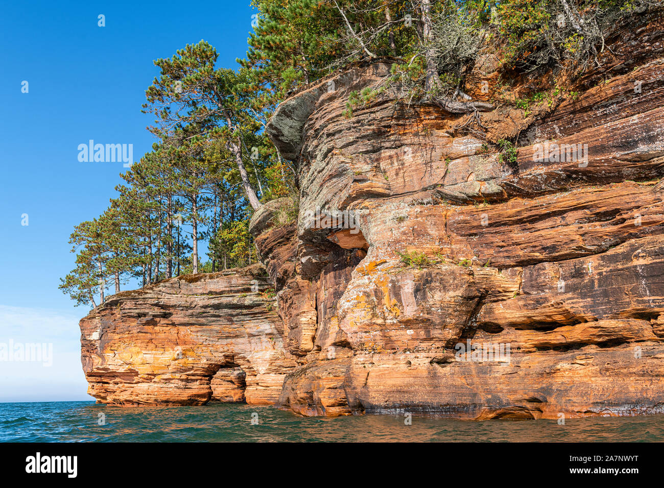 Sea caves, near Cornucopia, Autumn, Lake Superior, WI, USA, by ...