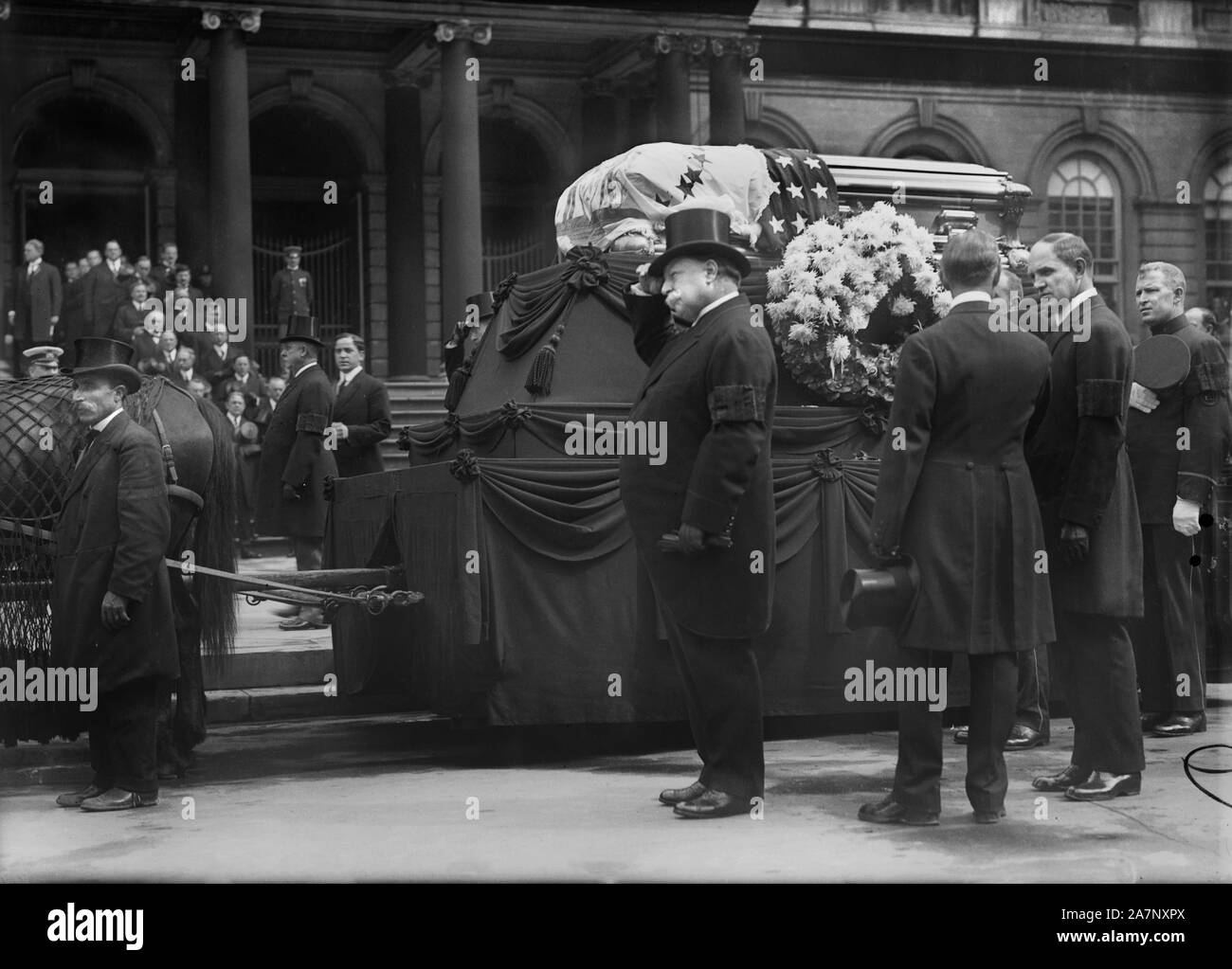 Former U.S. President William Howard Taft Attending the Funeral of New York City Mayor William Jay Gaynor, New York City, New York, USA, Photograph by Bain News Service, September 20, 1913 Stock Photo