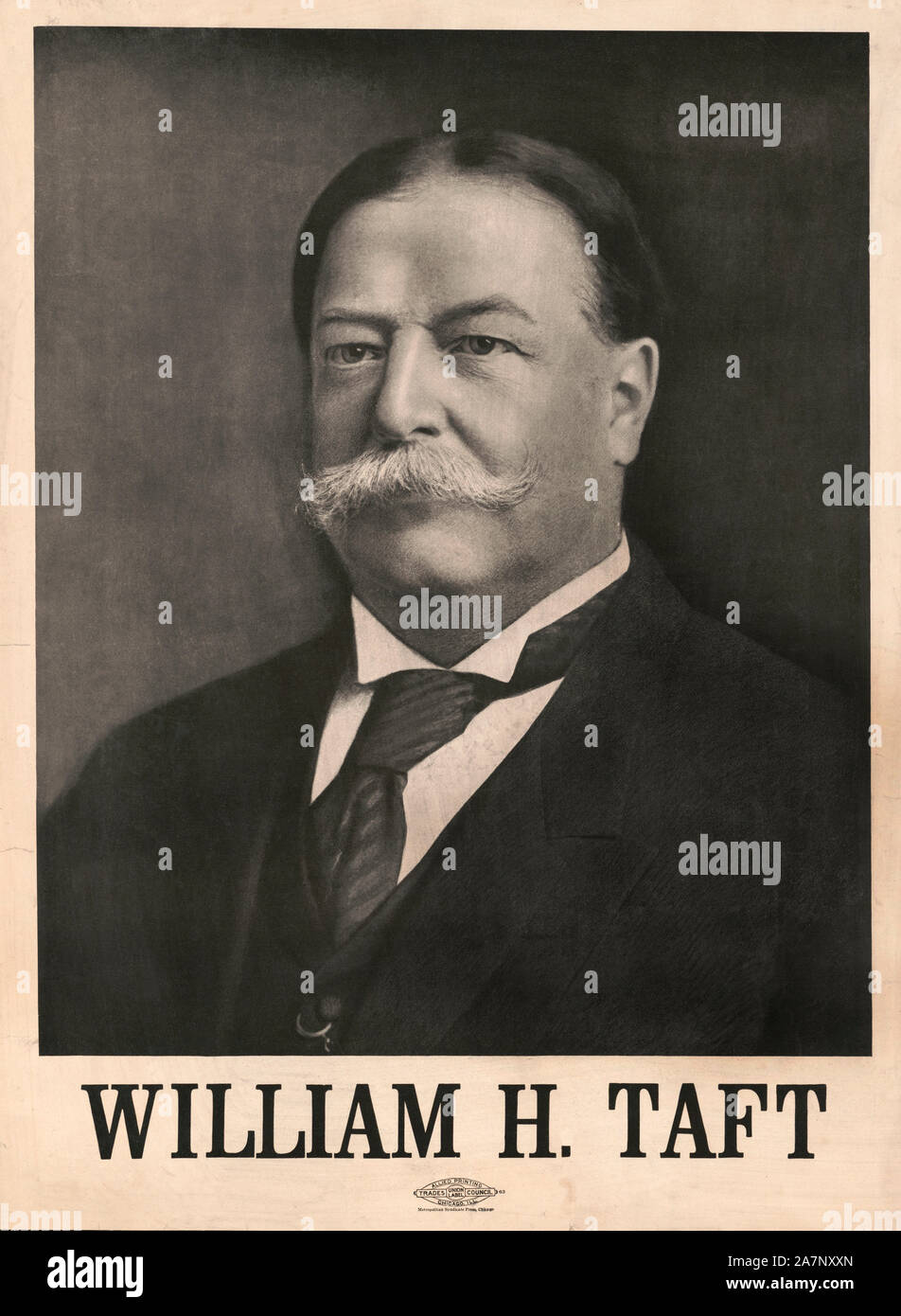 William H. Taft, Republican Nominees for President, from a Photo by George Prince, Printed by Allied Printing, 1908 Stock Photo