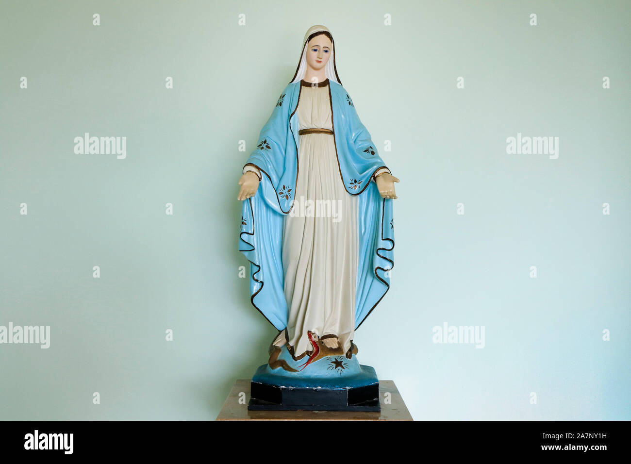 Statue of the image of Our Lady of Grace, mother of God in the Catholic religion Stock Photo
