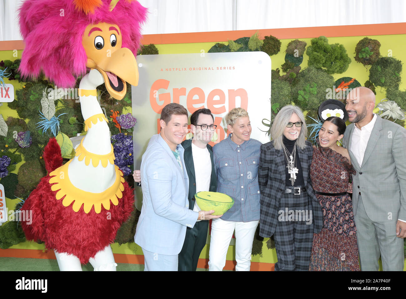 November 3, 2019, USA: 03 November 2019 - Los Angeles, California - Adam DeVine, Jared Stern, Ellen DeGeneres,Â Diane Keaton, Ilana Glazer, Keegan-Michael Key. Premiere Of Netflix's ''Green Eggs And Ham'' held at Hollywood American Legion. Photo Credit: PMA/AdMedia (Credit Image: © Pma/AdMedia via ZUMA Wire) Stock Photo