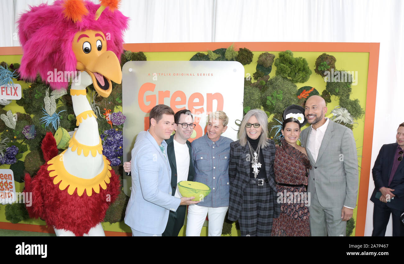 November 3, 2019, USA: 03 November 2019 - Los Angeles, California - Adam DeVine, Jared Stern, Ellen DeGeneres,Â Diane Keaton, Ilana Glazer, Keegan-Michael Key. Premiere Of Netflix's ''Green Eggs And Ham'' held at Hollywood American Legion. Photo Credit: PMA/AdMedia (Credit Image: © Pma/AdMedia via ZUMA Wire) Stock Photo