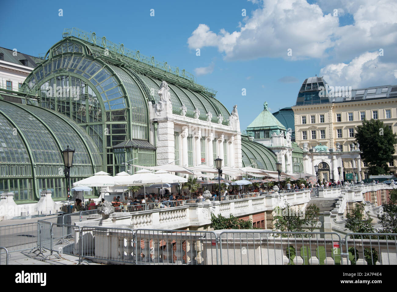 Butterfly garden and restaurant at park in Vienna Stock Photo