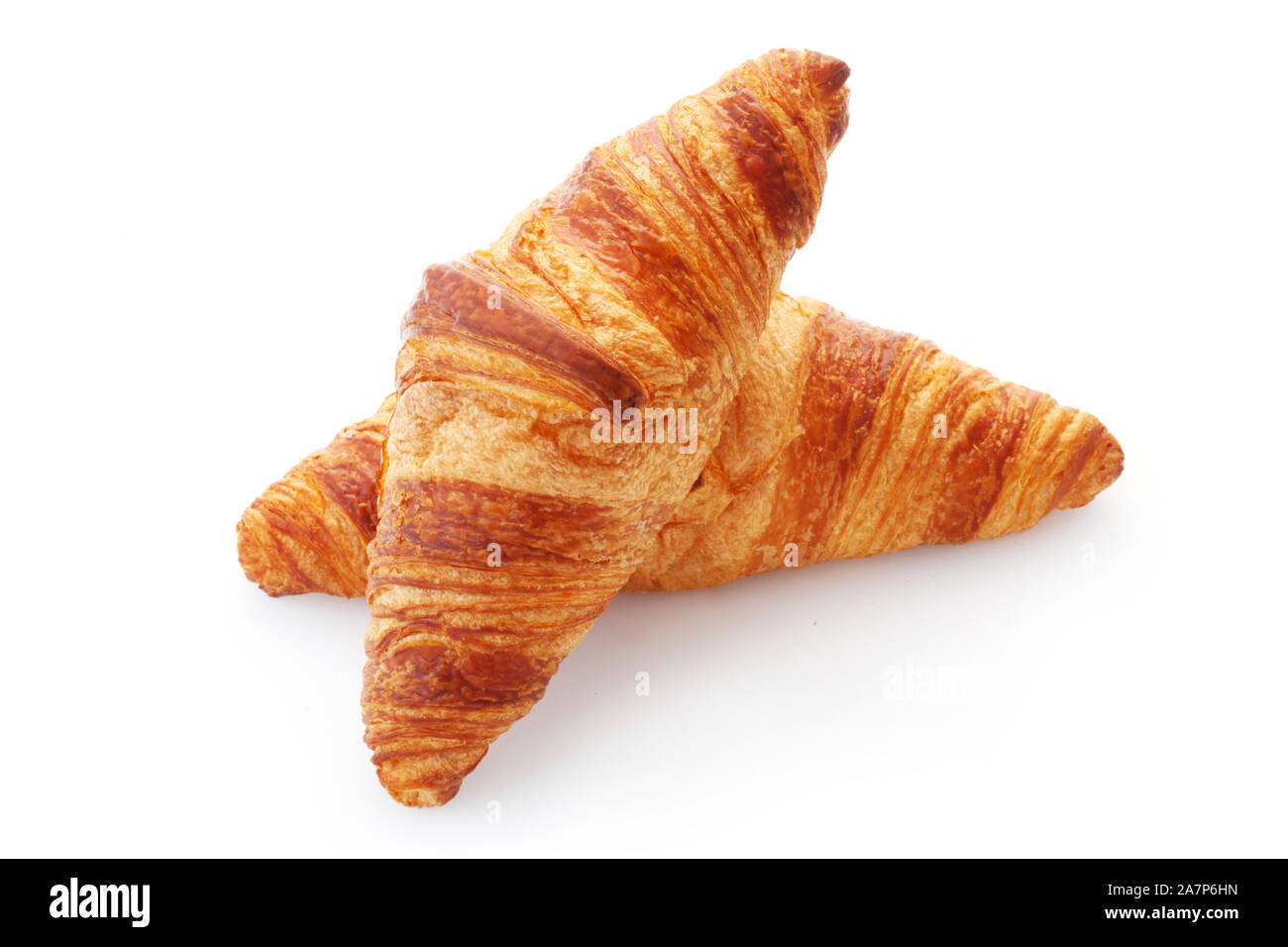 Two Butter Croissants Isolated On White Stock Photo