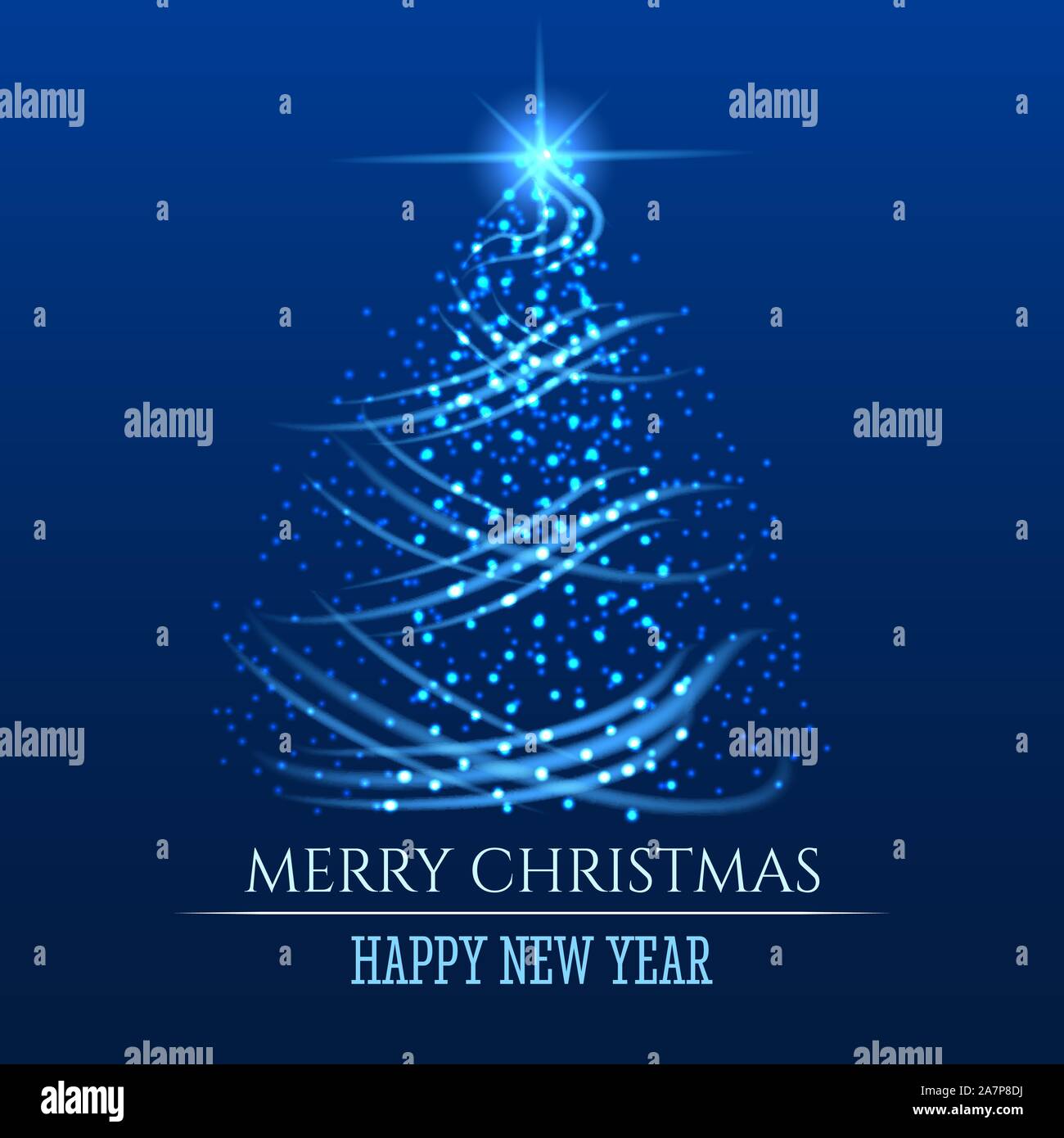 Dark tree christmas lights blue Stock Vector Images - Alamy