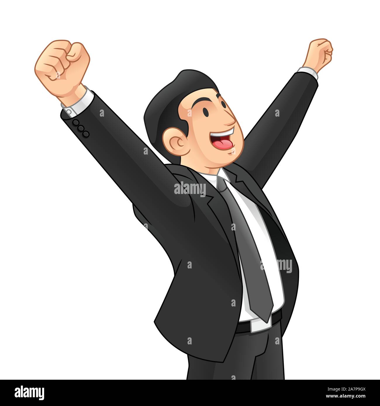Businessman Raised His Hands Full of Happiness and Energy Spirit, Business  Motivation Concept, Cartoon Vector Illustration Design Stock Vector Image \u0026  Art - Alamy, image size:1300x1390