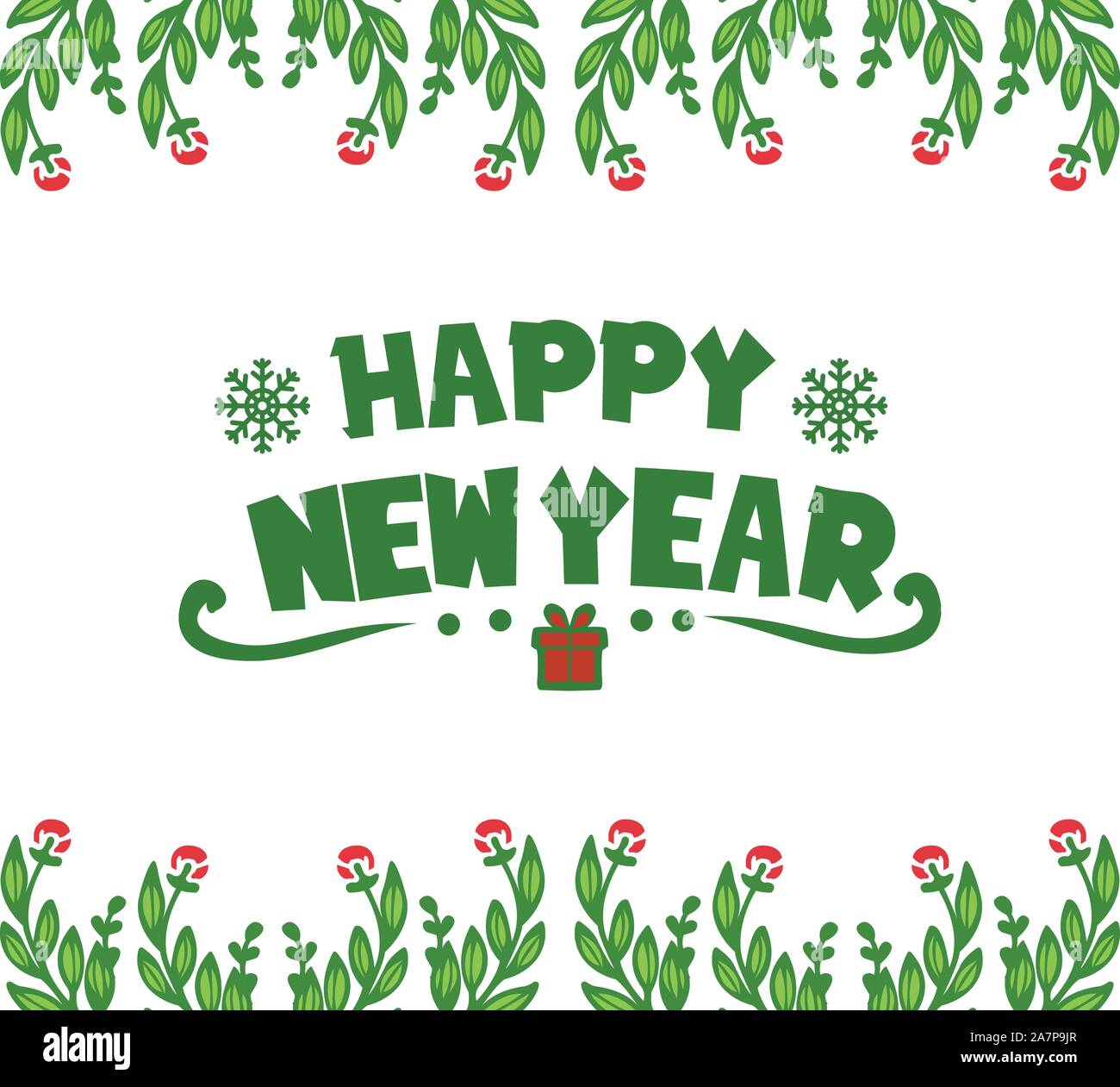 Ornament text happy new year with style wallpaper red flower frame ...