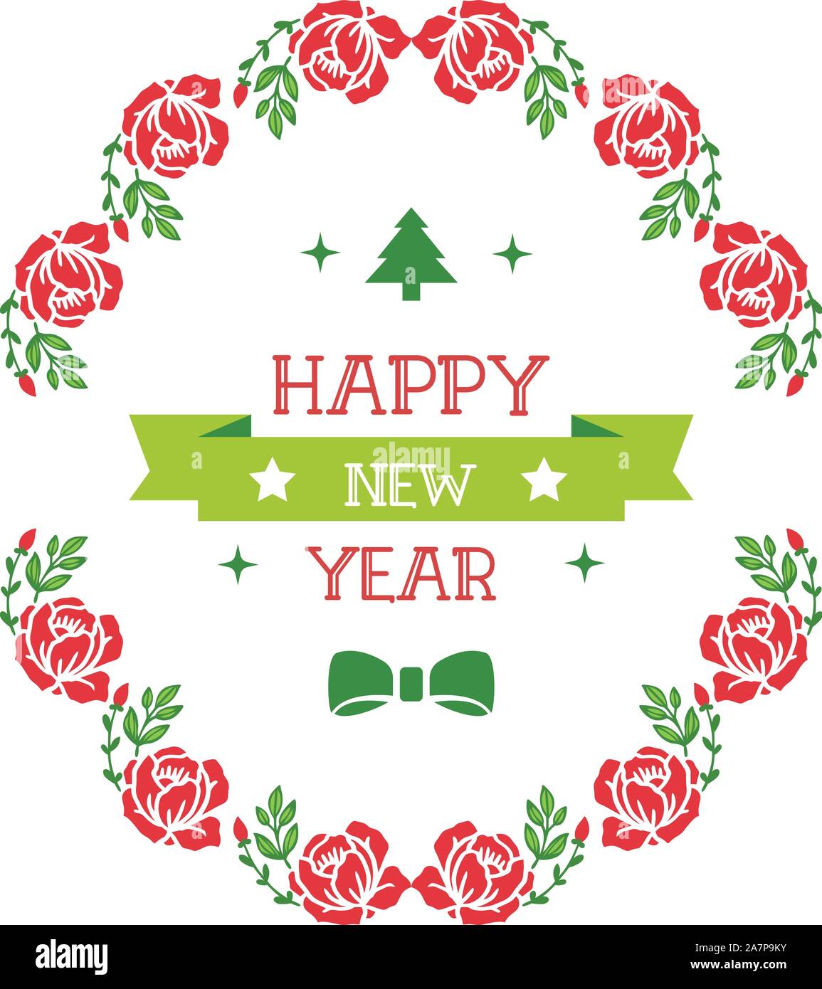 Ornament text happy new year with style wallpaper red flower frame ...
