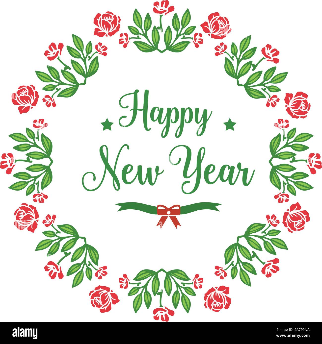 Ornament text happy new year with style wallpaper red flower frame ...
