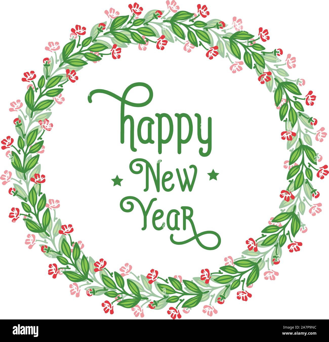 Ornament text happy new year with style wallpaper red flower frame ...