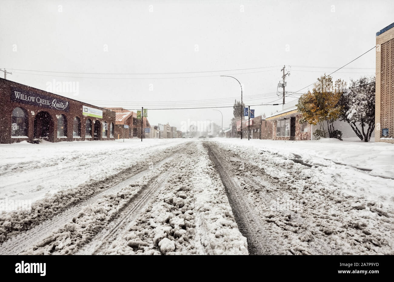 A main street in the small town of Claresholm Alberta. Taken in the