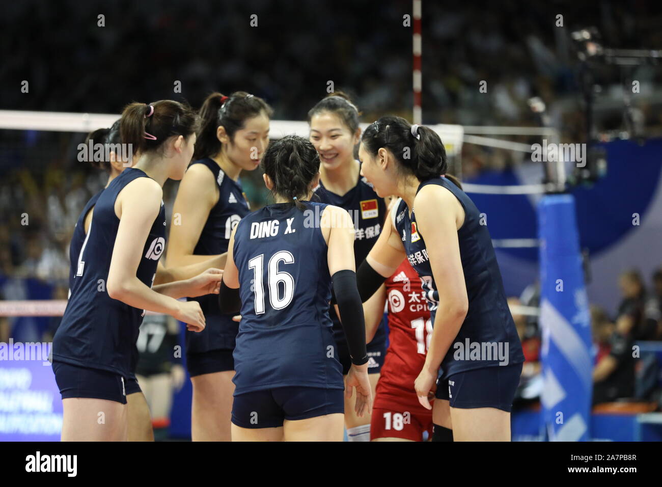 China Women S National Volleyball Team Celebrate After Scoring During The 19 Fivb Women S Volleyball Intercontinental Olympic Qualification Tourname Stock Photo Alamy