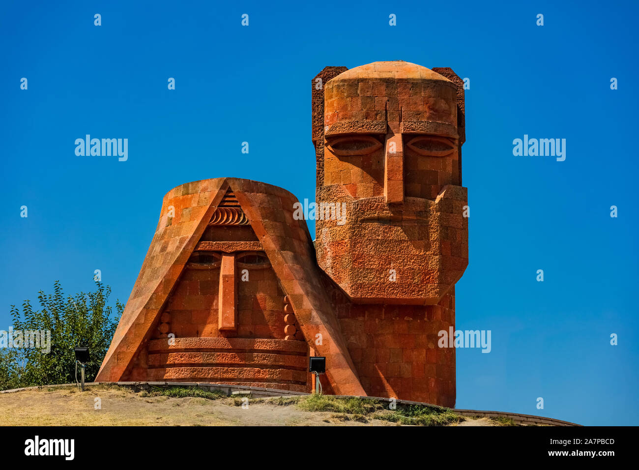 monument memorial statue we are our mountains landmark of Stepanakert Khankendi  Artsakh Nagorno-Karabakh Armenia eastern Europe Stock Photo