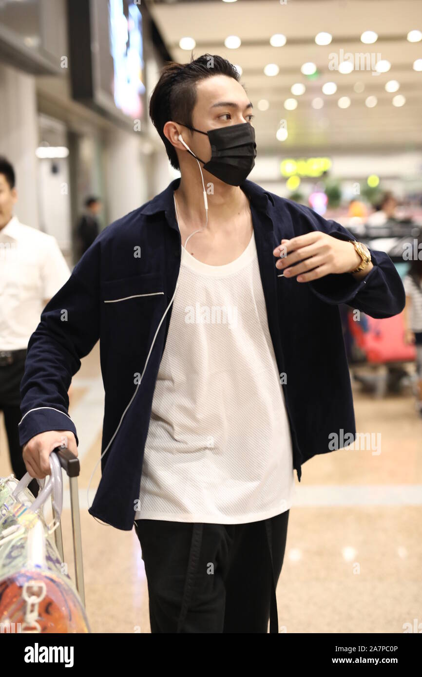 Chinese singer and actor Xu Kai arrives at the Beijing Capital