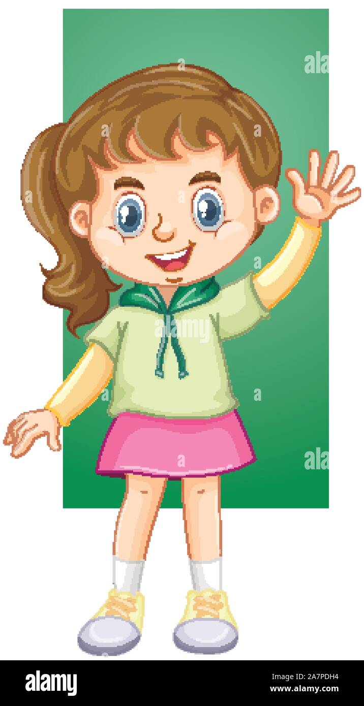 Happy girl waving hand illustration Stock Vector Image & Art - Alamy