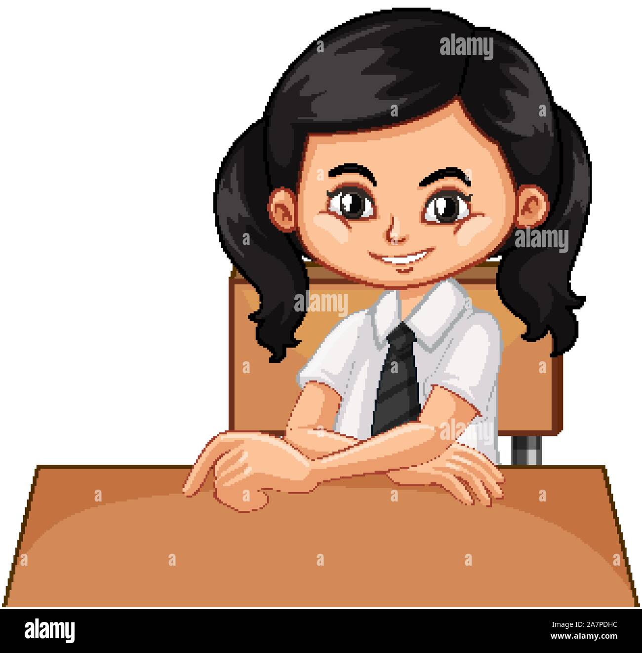 One happy girl sitting on the table illustration Stock Vector Image ...