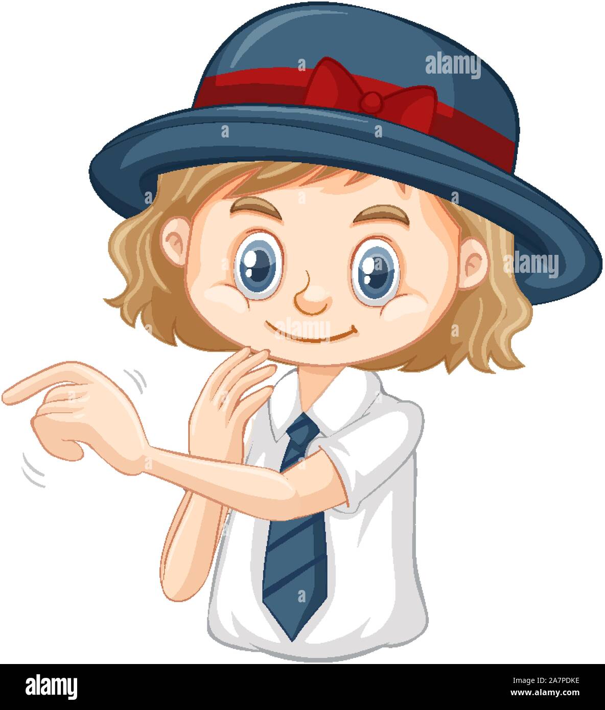 One happy girl with gray hat illustration Stock Vector Image & Art Alamy