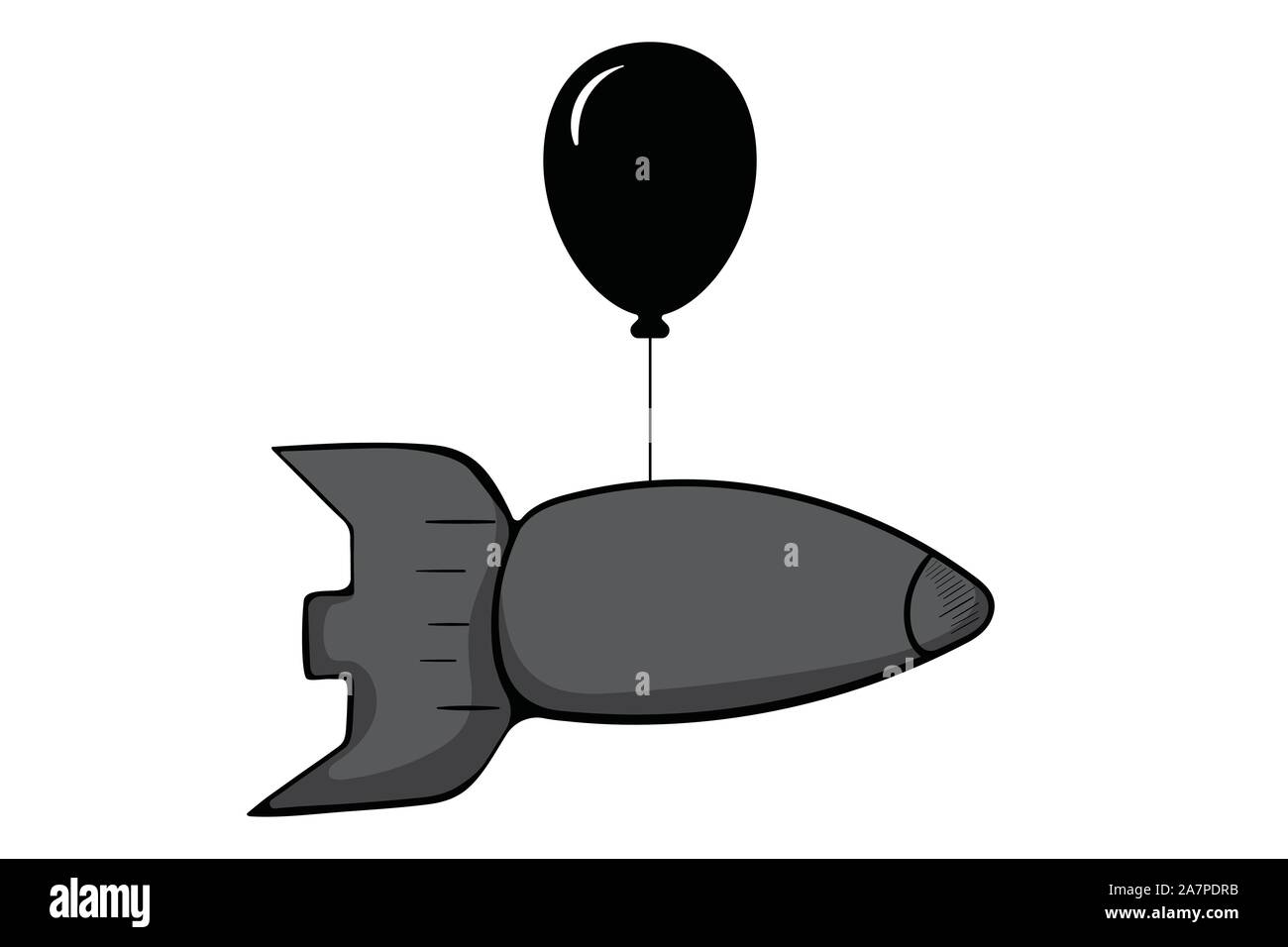 Grey warhead on black balloon Stock Vector