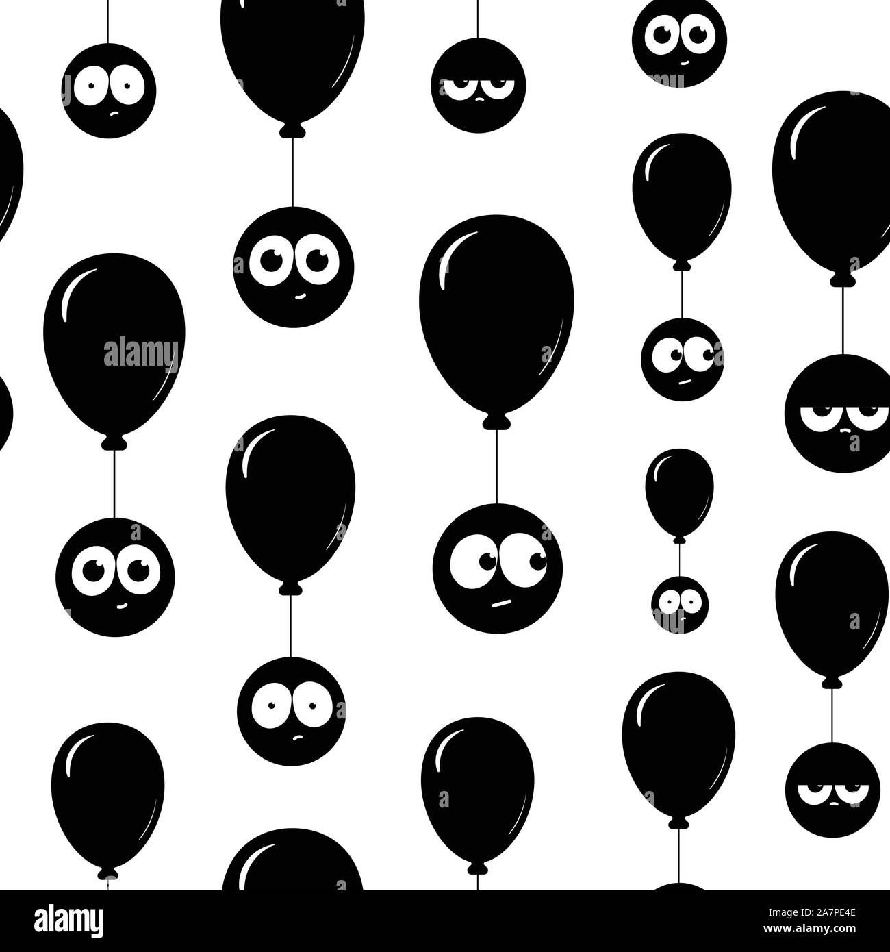 Black faces on balloons seamless Stock Vector