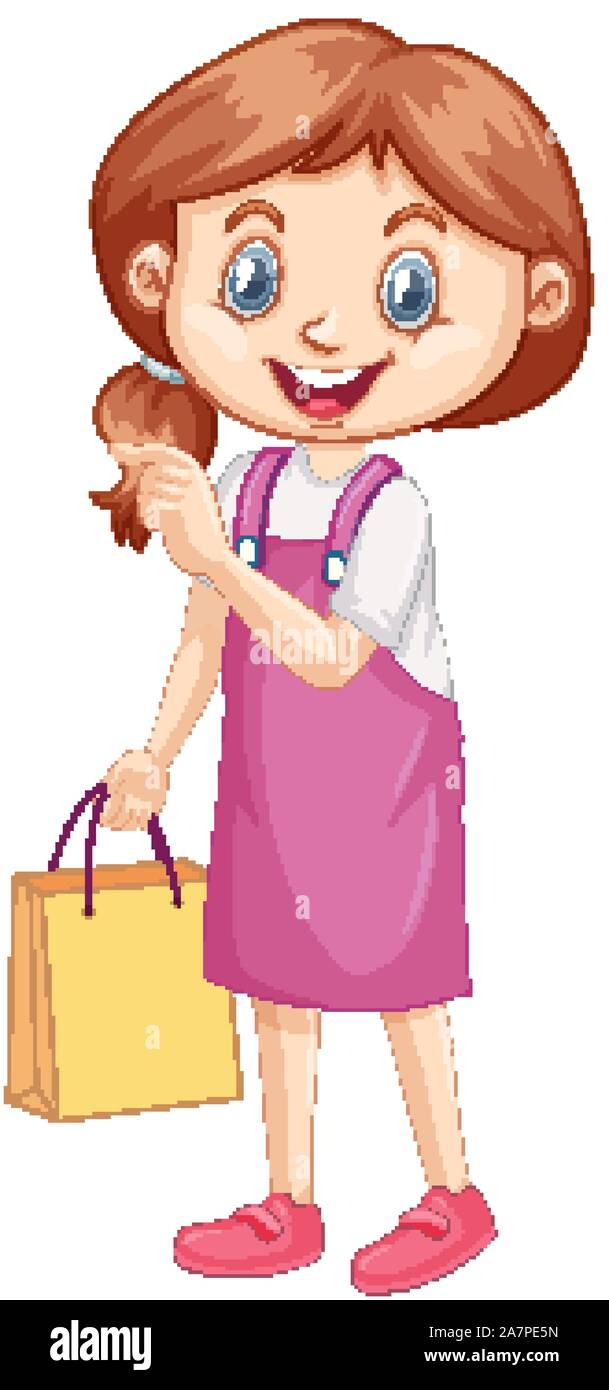 One happy girl with shopping bag illustration Stock Vector Image & Art Alamy