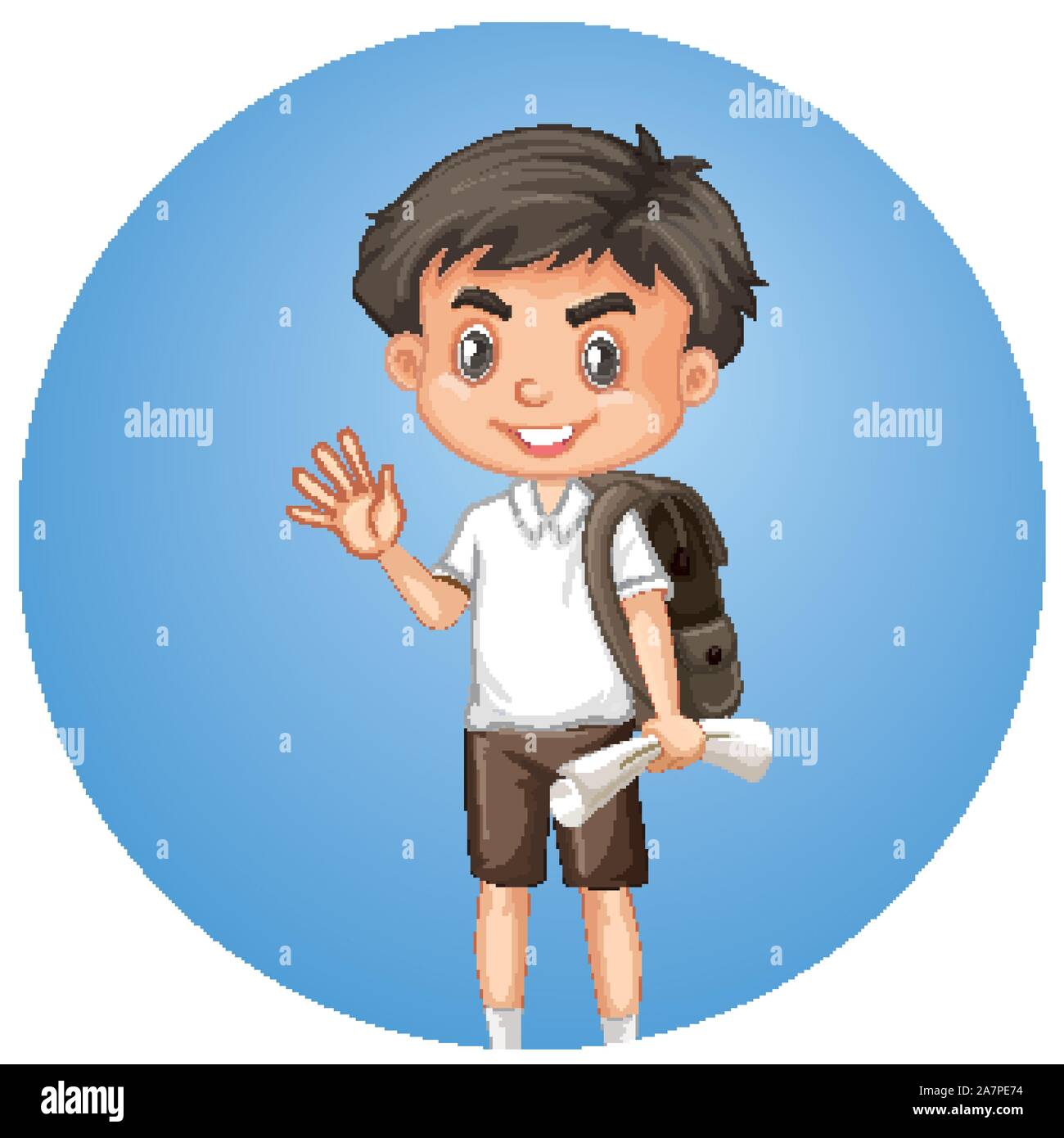 Cute boy on round background illustration Stock Vector Image & Art - Alamy