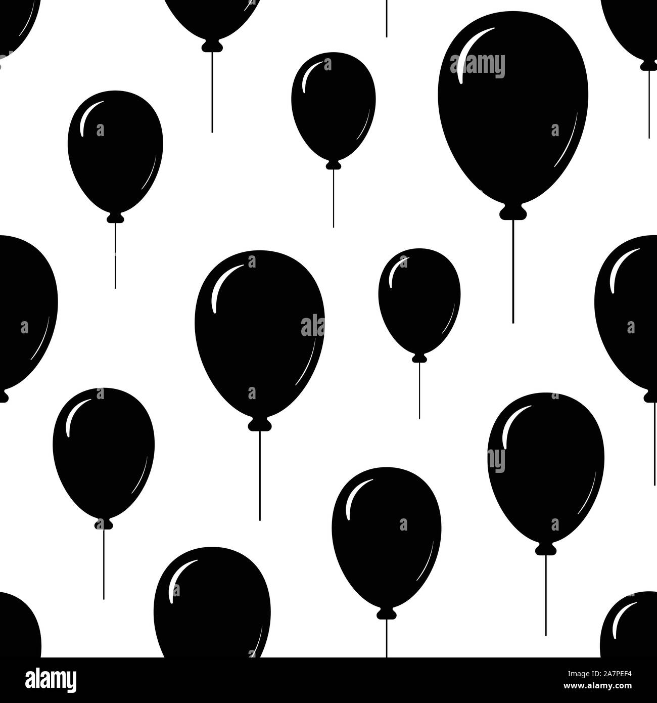 Seamless texture black balloons on white Stock Vector