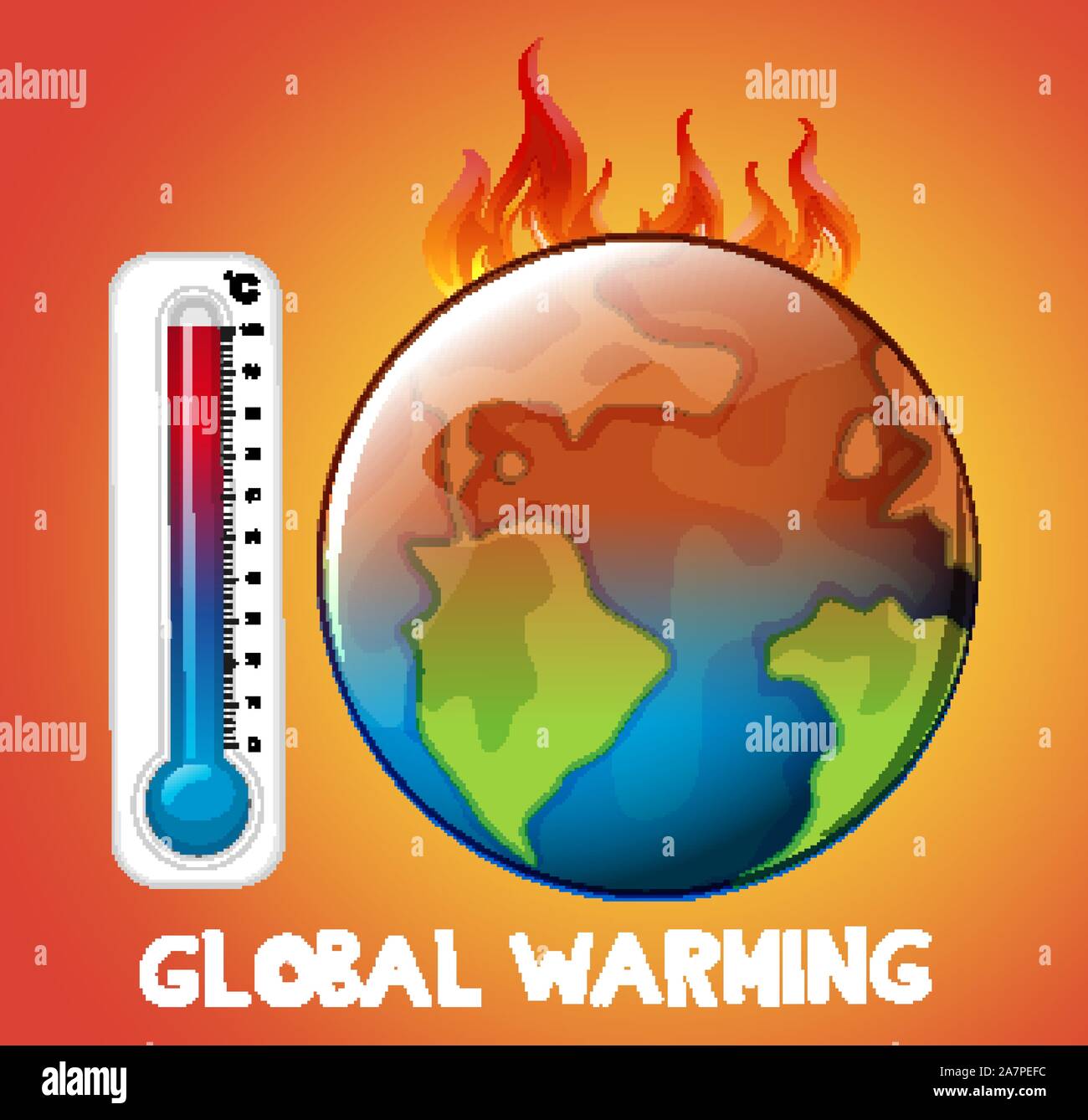 Global warming with earth on fire illustration Stock Vector Image & Art ...