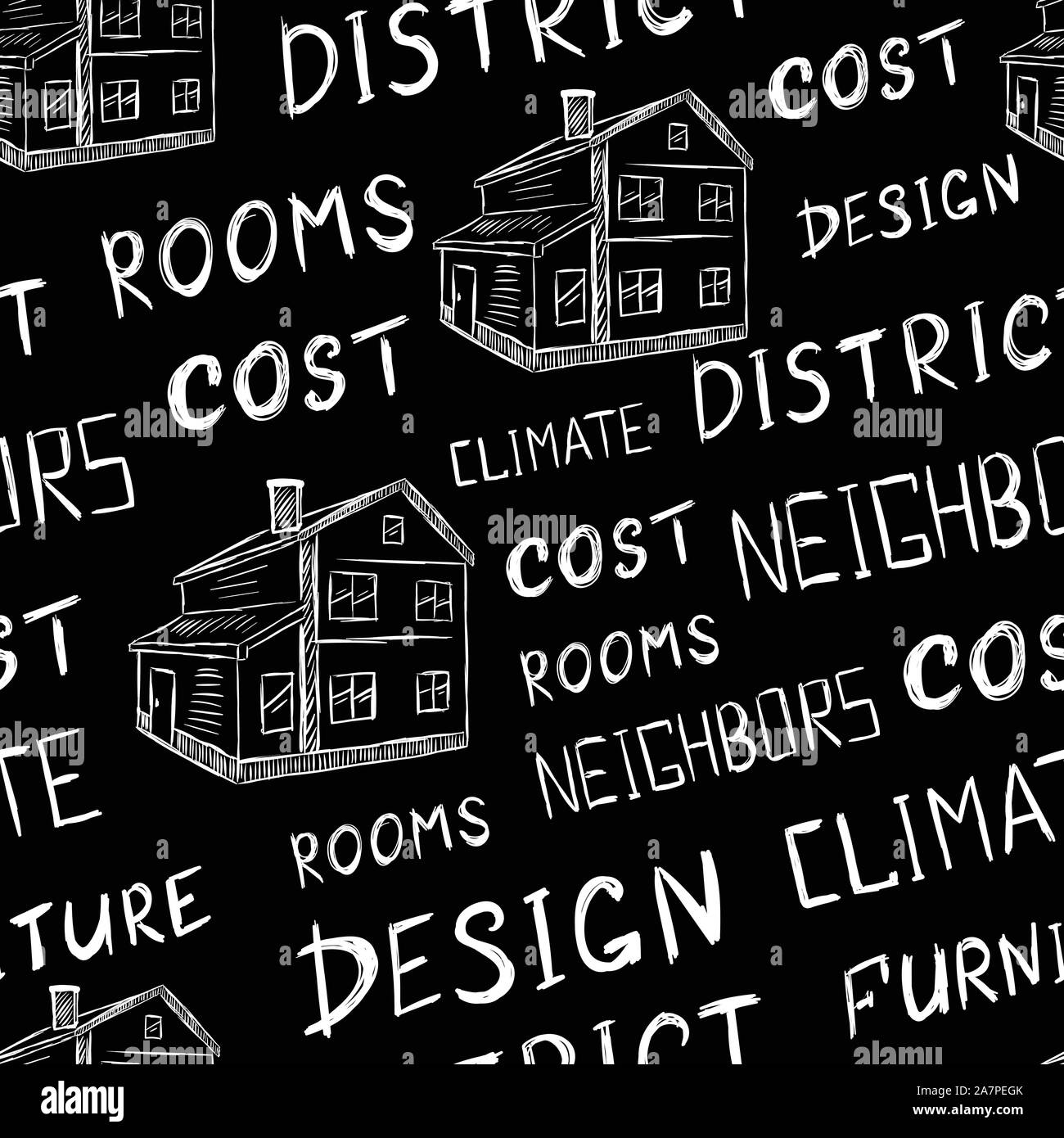 Seamless texture houses and characteristics Stock Vector