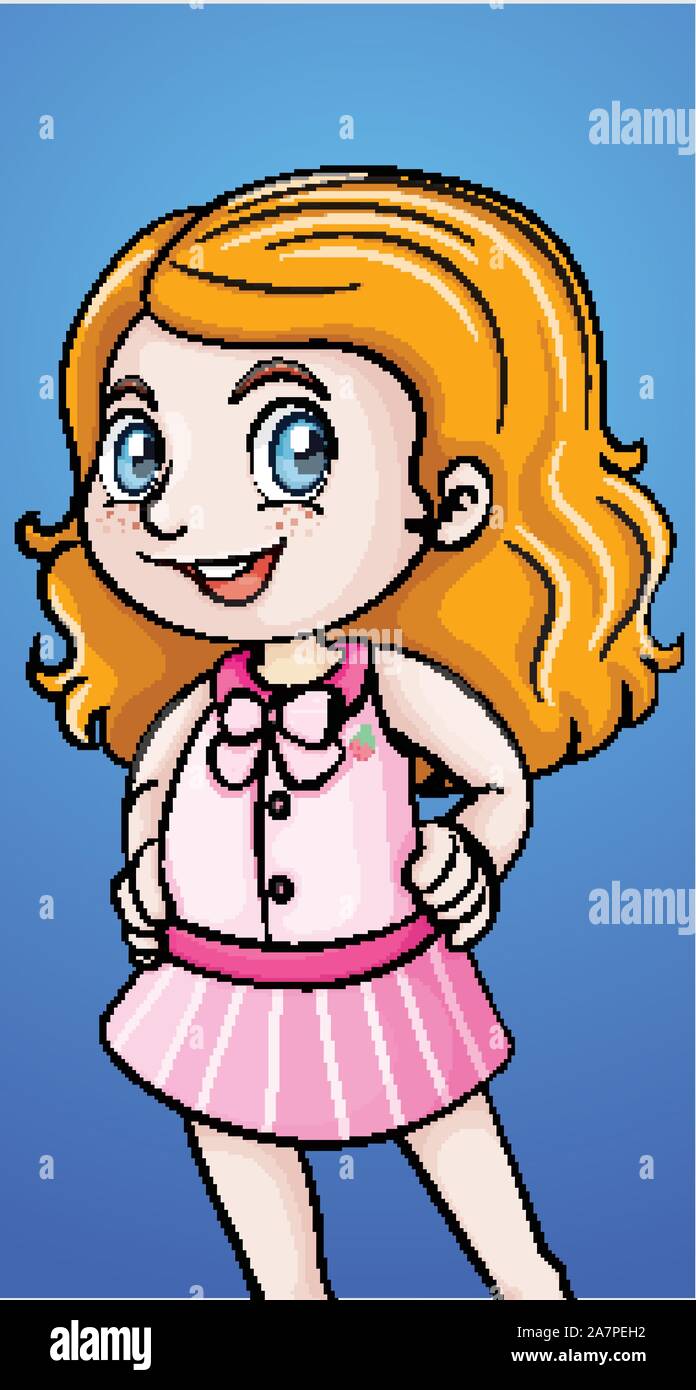 Cute girl in pink dress illustration Stock Vector Image & Art - Alamy