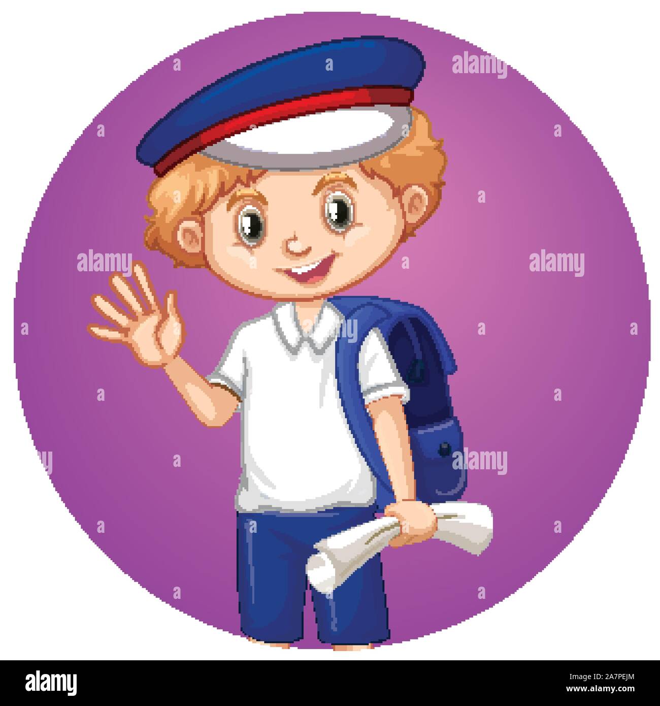 Happy boy on round background illustration Stock Vector Image & Art - Alamy