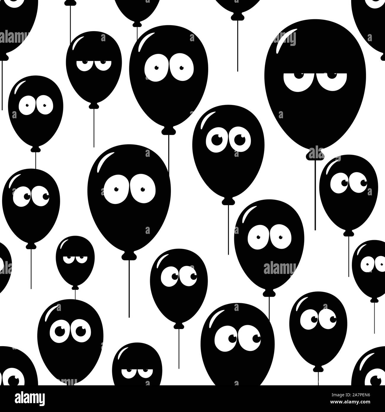 Seamless texture with faces on balloons Stock Vector