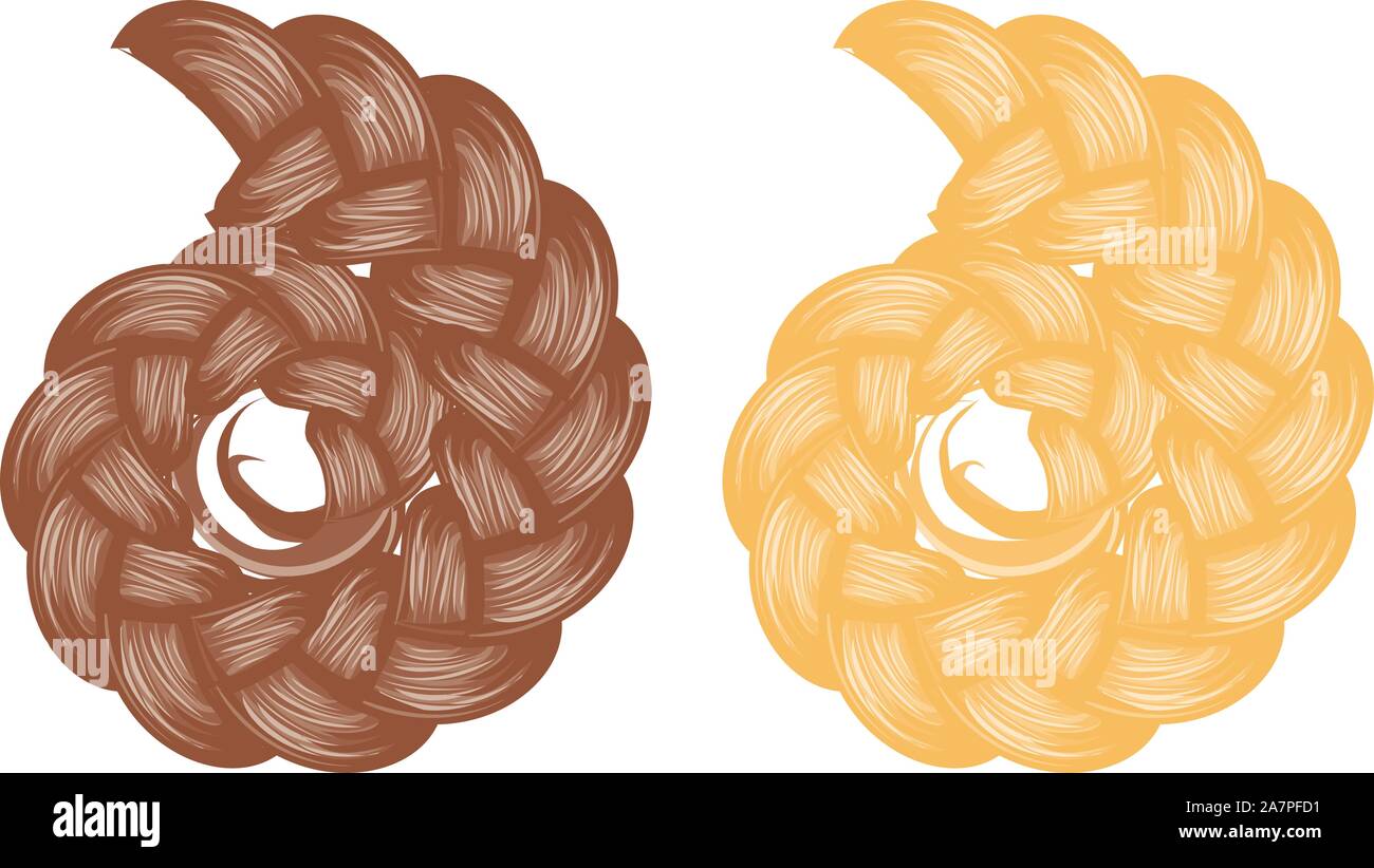 Illustration of beautiful shiny healthy braiding style hair. Stock Vector