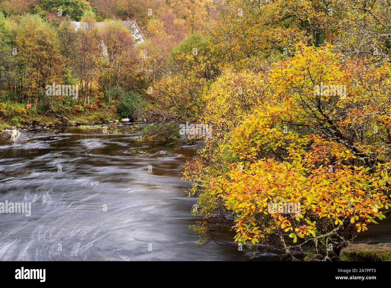 The Afon Llugwy river at Capel Curig, Snowdonia, North Wales Stock Photo