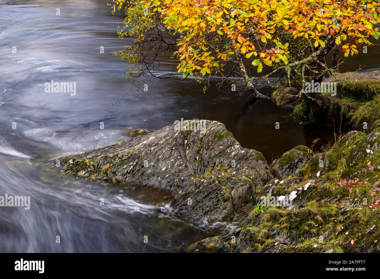 The Afon Llugwy river at Capel Curig, Snowdonia, North Wales Stock Photo