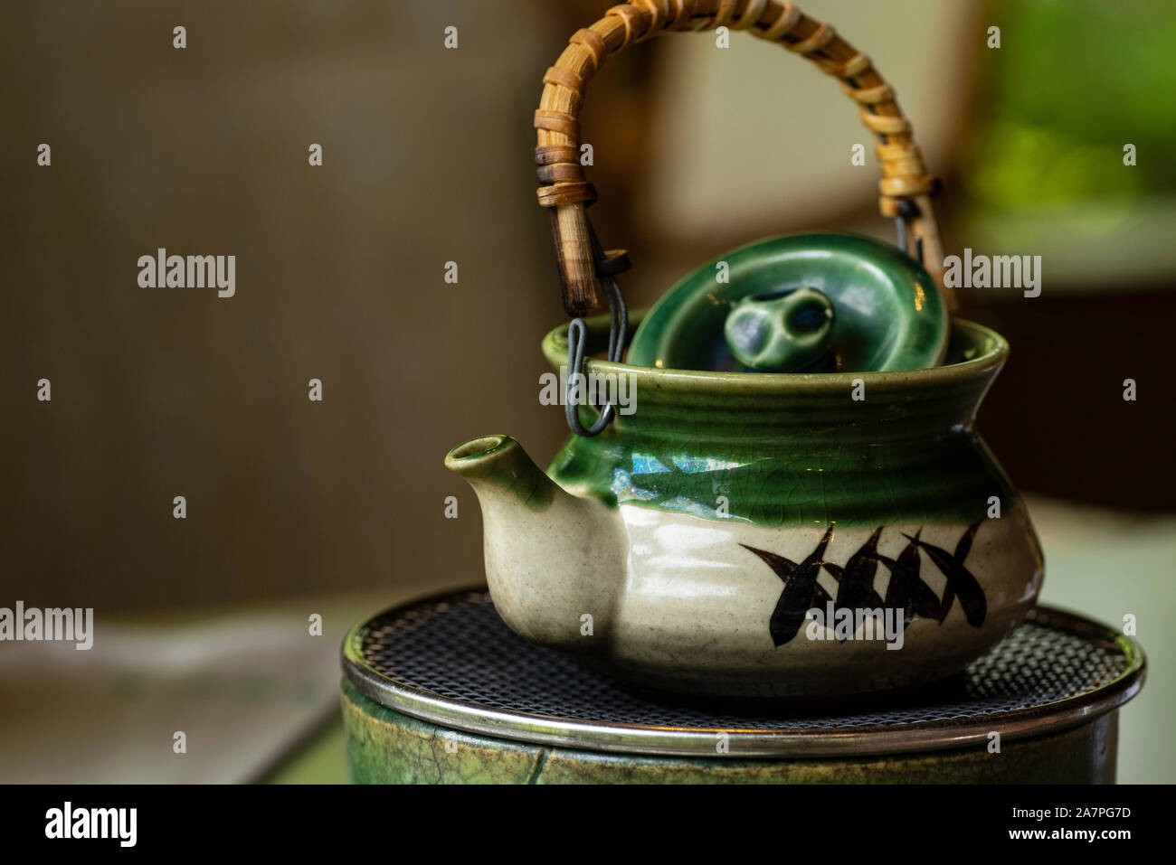 Traditional Asian tea ceremony arrangement. Japanese traditions