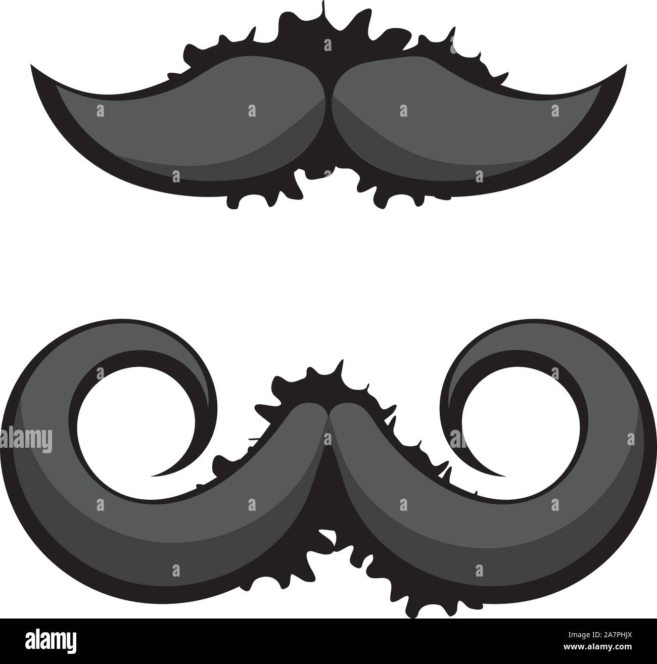 Black mustaches with grunge splatters on white background. Stock Vector