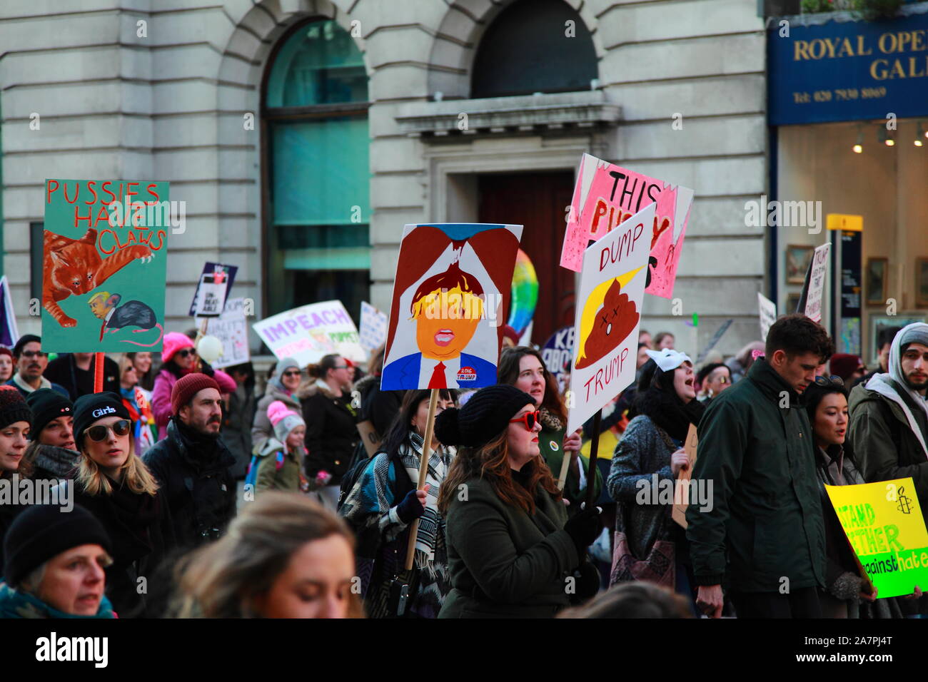 Women's March on London, on January 21st 2017, the first day of Donald ...