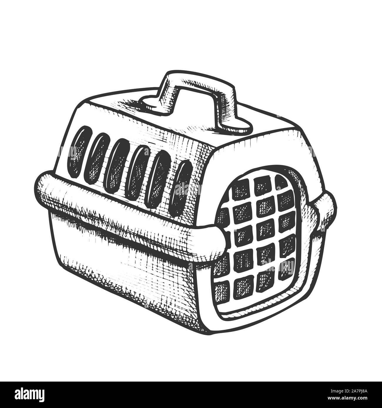 Plastic Carrier For Domestic Animal Ink Vector Stock Vector