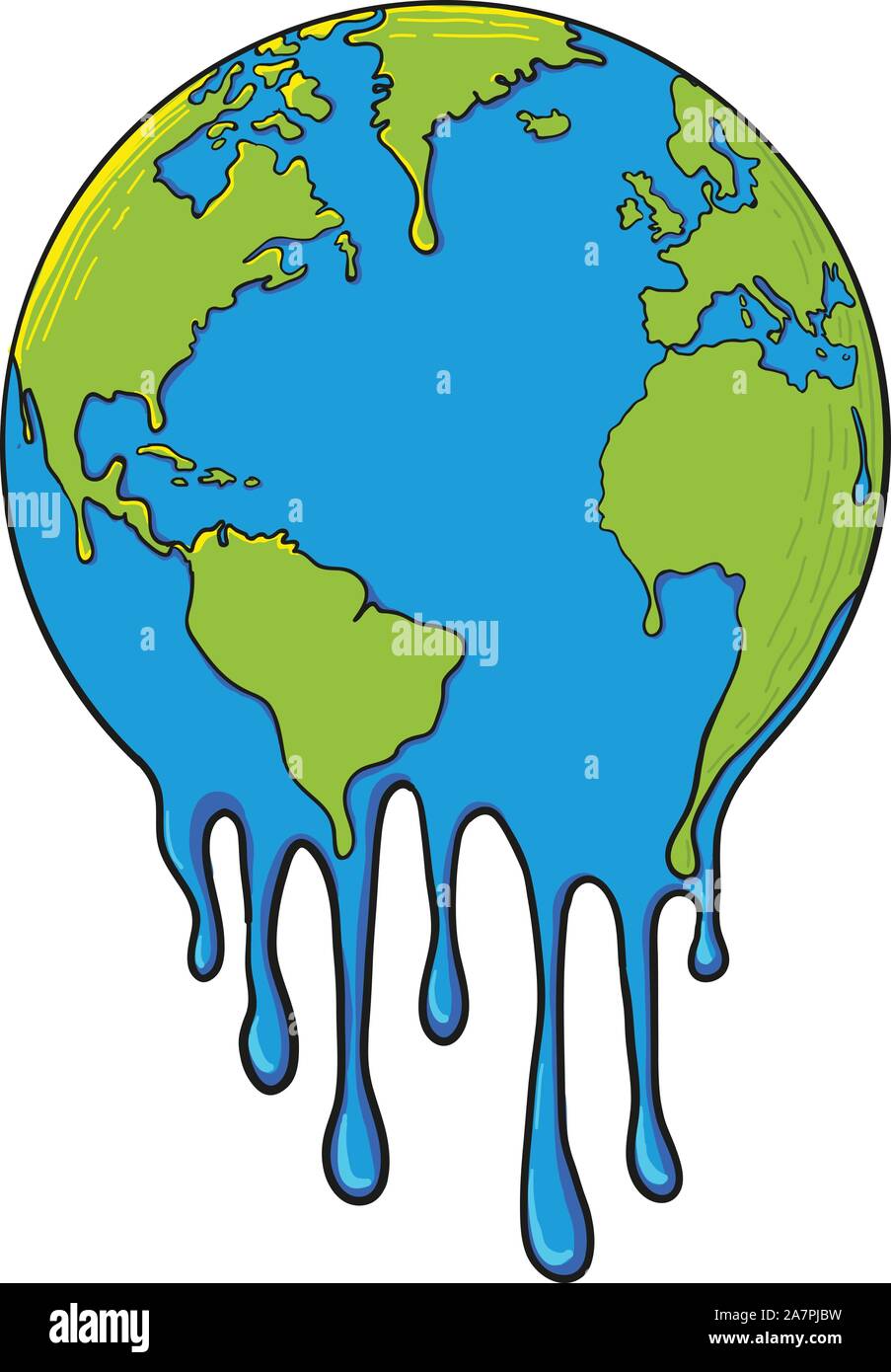 Global Warming and Drought Concept Illustration with Melting of Earth Stock Vector