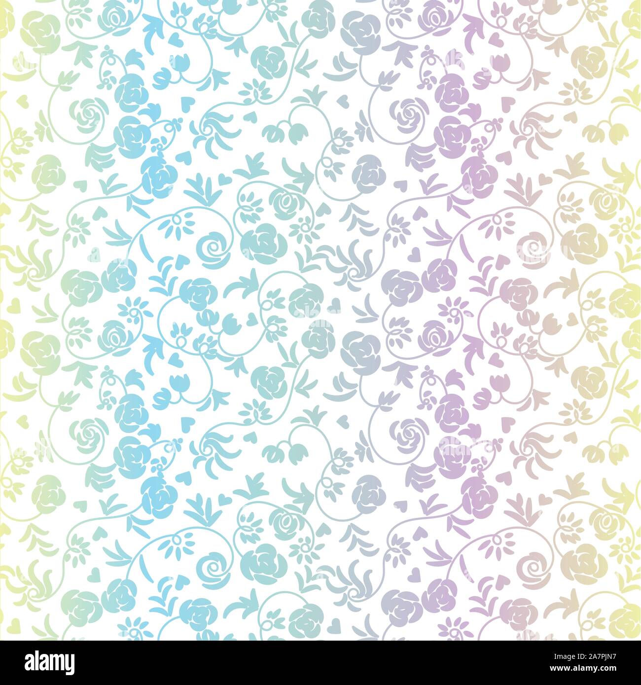 seamless vector pattern background with pastel rose flowers ornament Stock Vector