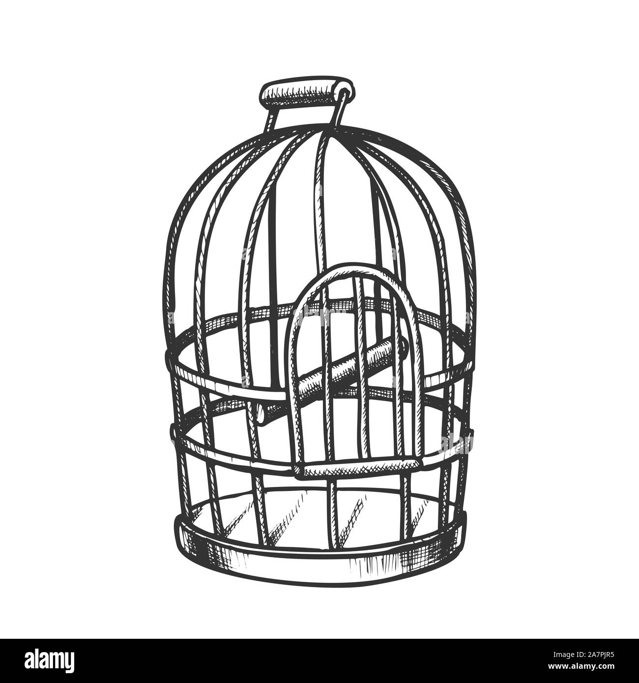 Birdcage For Domestic Parrot Monochrome Vector Stock Vector Image & Art